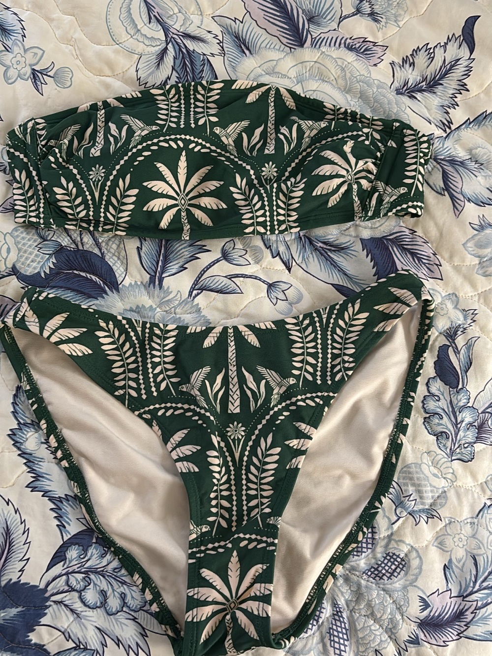 Shads&shore Dark Green Tropical Print Bikini Bottoms